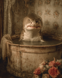 Unhappy Baby Shark in a Bathtub
