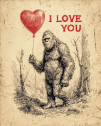 I LOVE YOU with Heart Balloon Sketch