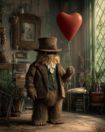 Littlefoot with a Red Heart Balloon