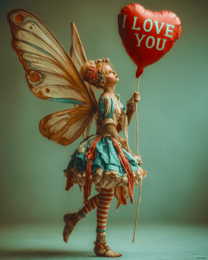 Fairy Holding I LOVE YOU Balloon
