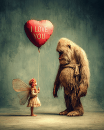 Fairy Holding I LOVE YOU Heart Balloon