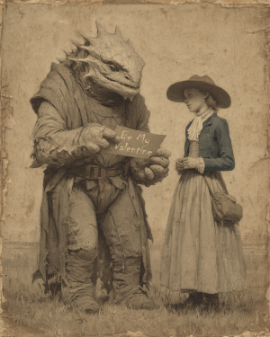 Shy Cowgirl Gives V-Day Card to Cryptid