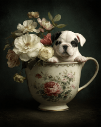 French Bulldog Puppy in a Tea Cup