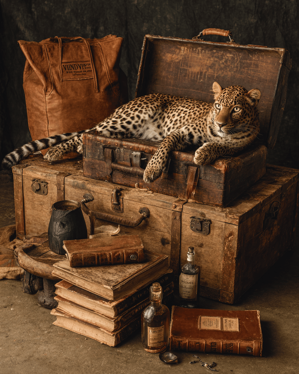 Leopard Relaxing in Luggage