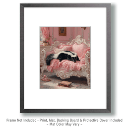 Skunk on Pink Bed Art