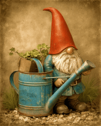 Gnome & Watering Can Still-Life