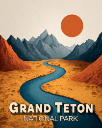 Retro Snake River Landscape