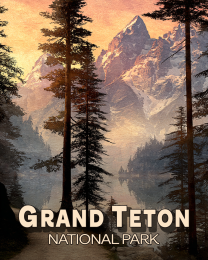 Antique Style Mountain Scene