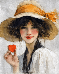 Young Woman Holding a Candy Heart