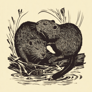 Beaver Love Block Art Print