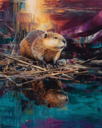 Contemplative Beaver at Dusk art print