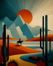 Vintage Cowboy in Desert