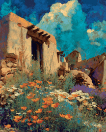Adobe House in Spring