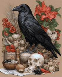Raven and Small Skull