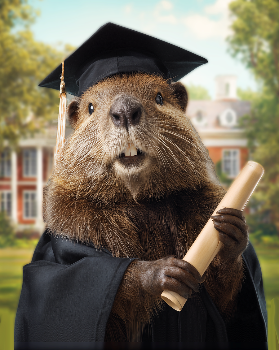 Beaver Over Achiever Art Print - Naturecore 8"x10" Artwork for 11"x14" Frame
