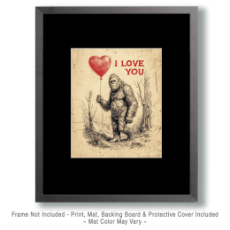 I LOVE YOU with Heart Balloon Sketch Art