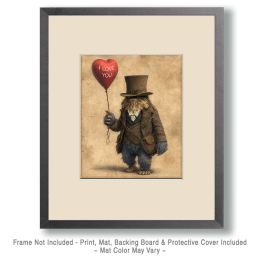 Littlefoot Holding a Red Heart Ballon with Words - I Love You Art