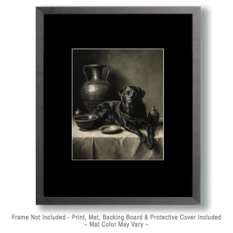 Black Labrador on a Table Still-Life Art