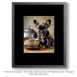 French Bulldog Puppy by a Tea Cup Art