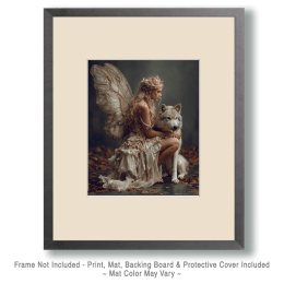Northern Fairy with Her Wolf Art