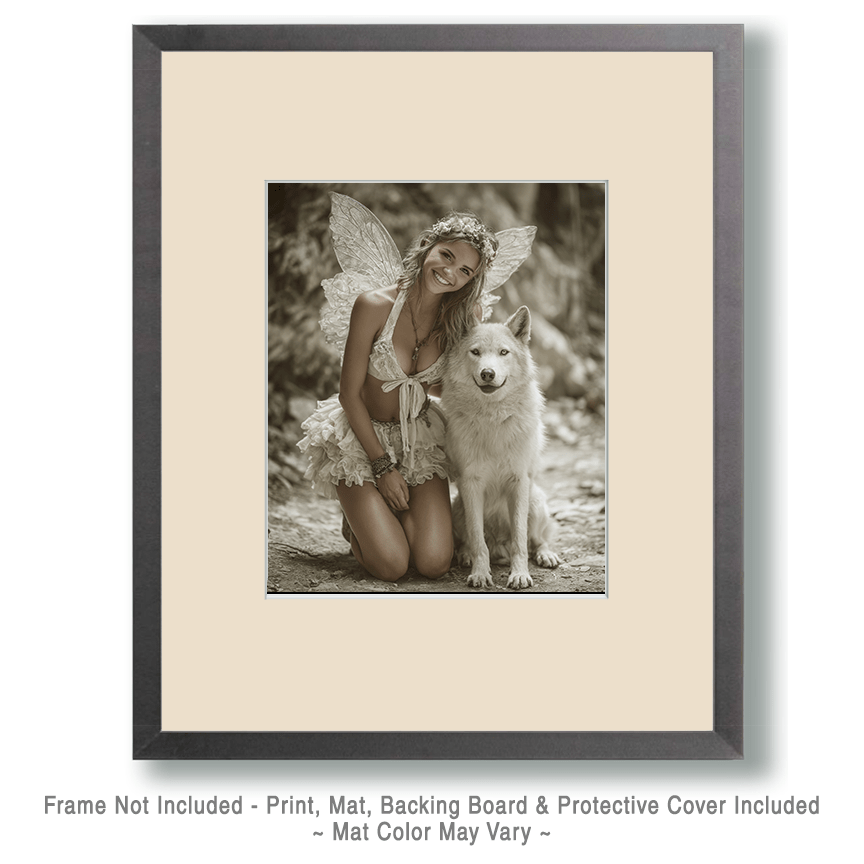 Northern Fairy with Her Artic Wolf Art