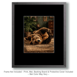 Bear Playing on Rug Art