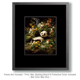 Panda Bear Relaxing in Flower Bed Art
