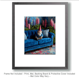 Gnome on Blue Sofa Art