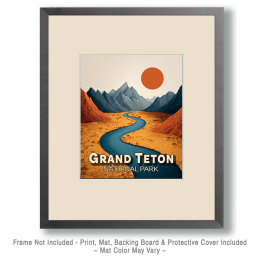 Retro Snake River Landscape Art Print
