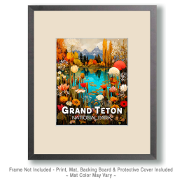 Pop Art Mountain Wildflowers Art Print