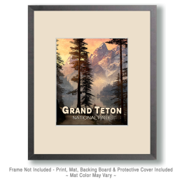 Antique Style Mountain Scene Art Print