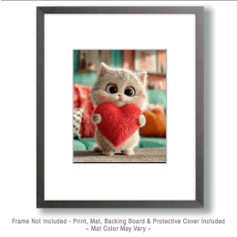 Fuzzy Kitten with Fuzzy Heart Art