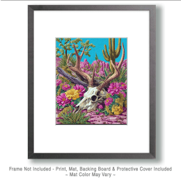 Elk Skull in Blooming Desert Art