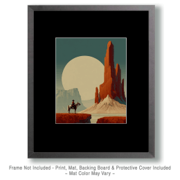 Cowboy in Monument Valley During Moonrise Art