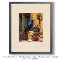 Raven, Grapes and Wine Glass Art