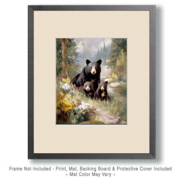 Black Bear Mama with Cubs Art