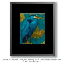 Art Nouveau Great Blue Heron Portrait Art