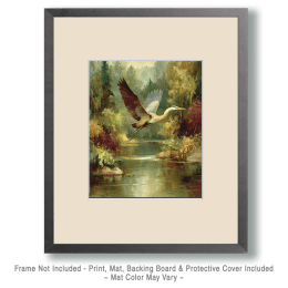 Vintage Flying Great Blue Heron Art