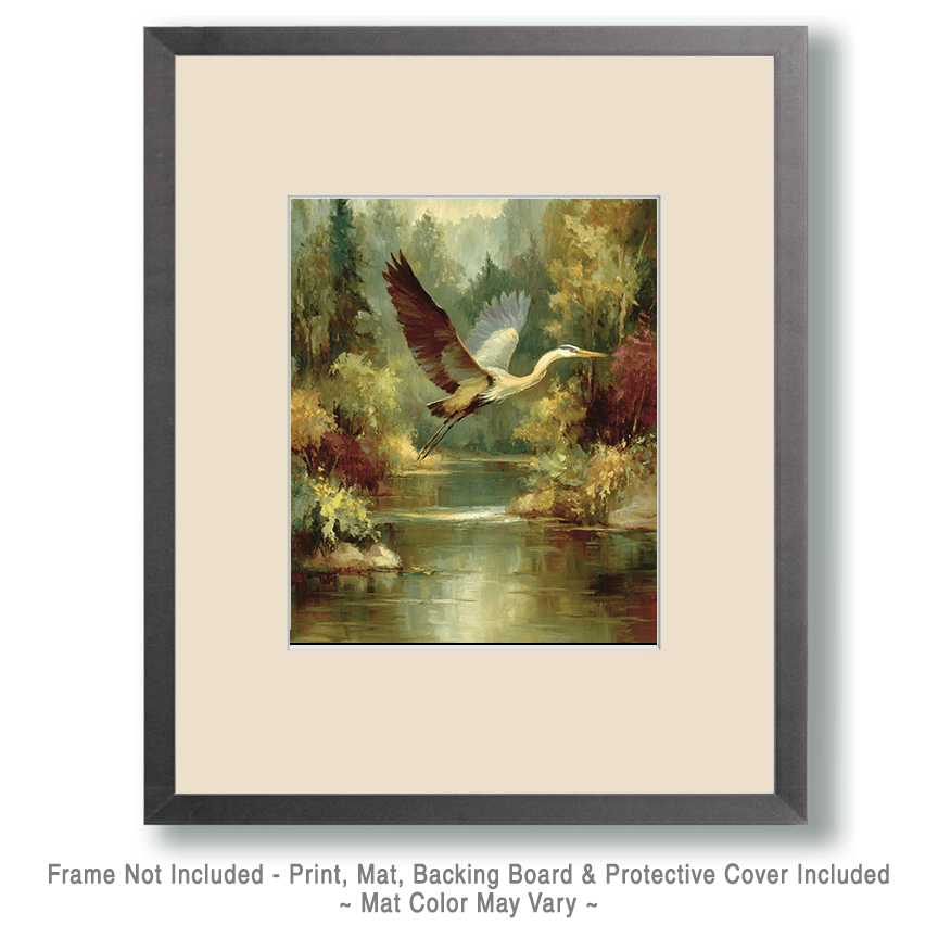 Vintage Flying Great Blue Heron Art