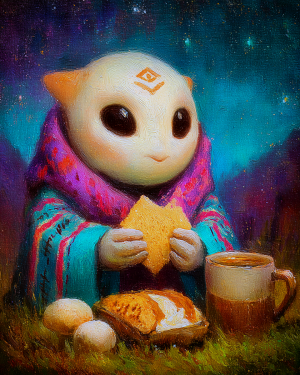 Havasu Hanson with His Lunch - Alien Art of the Southwest 8"x10" Artwork for 11"x14" Frame