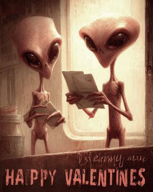 Aliens Discover Valentine's Cards