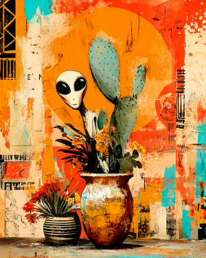 Alien Photo-bombing a Phoneix Cactus Still-Life