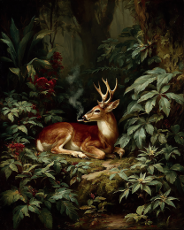 Relaxing Buck Deer Smoking a Joint Still-Life