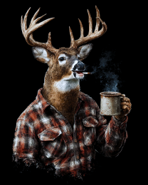 Buck Deer Smoking a Joint and Having a Cup of Coffee