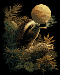 Vintage Sloth Smoking a Joint