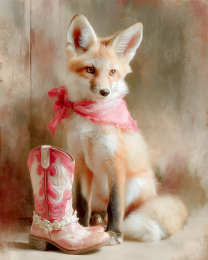 Pink Cowgirl Boot & Red Fox
