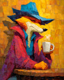 Red Fox with Morning Coffee