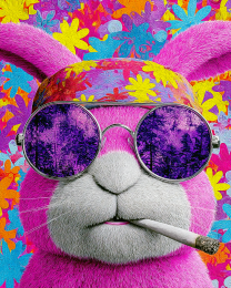 Hippie Rabbit Smoking a Marijuana Joint