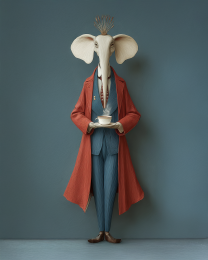 Chester the Elephant with His Tea