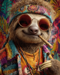 BOHO Sloth Smoking a Marijuana Joint